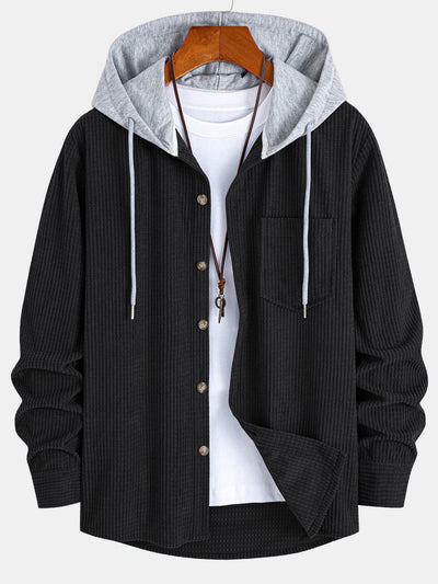 Waffle Corduroy Hooded Shirt