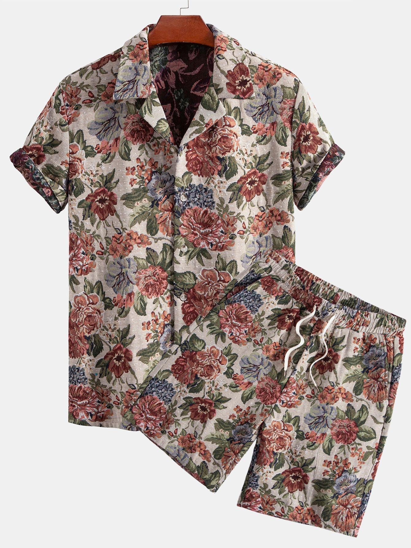 Floral Jacquard Cuban Shirt & Shorts