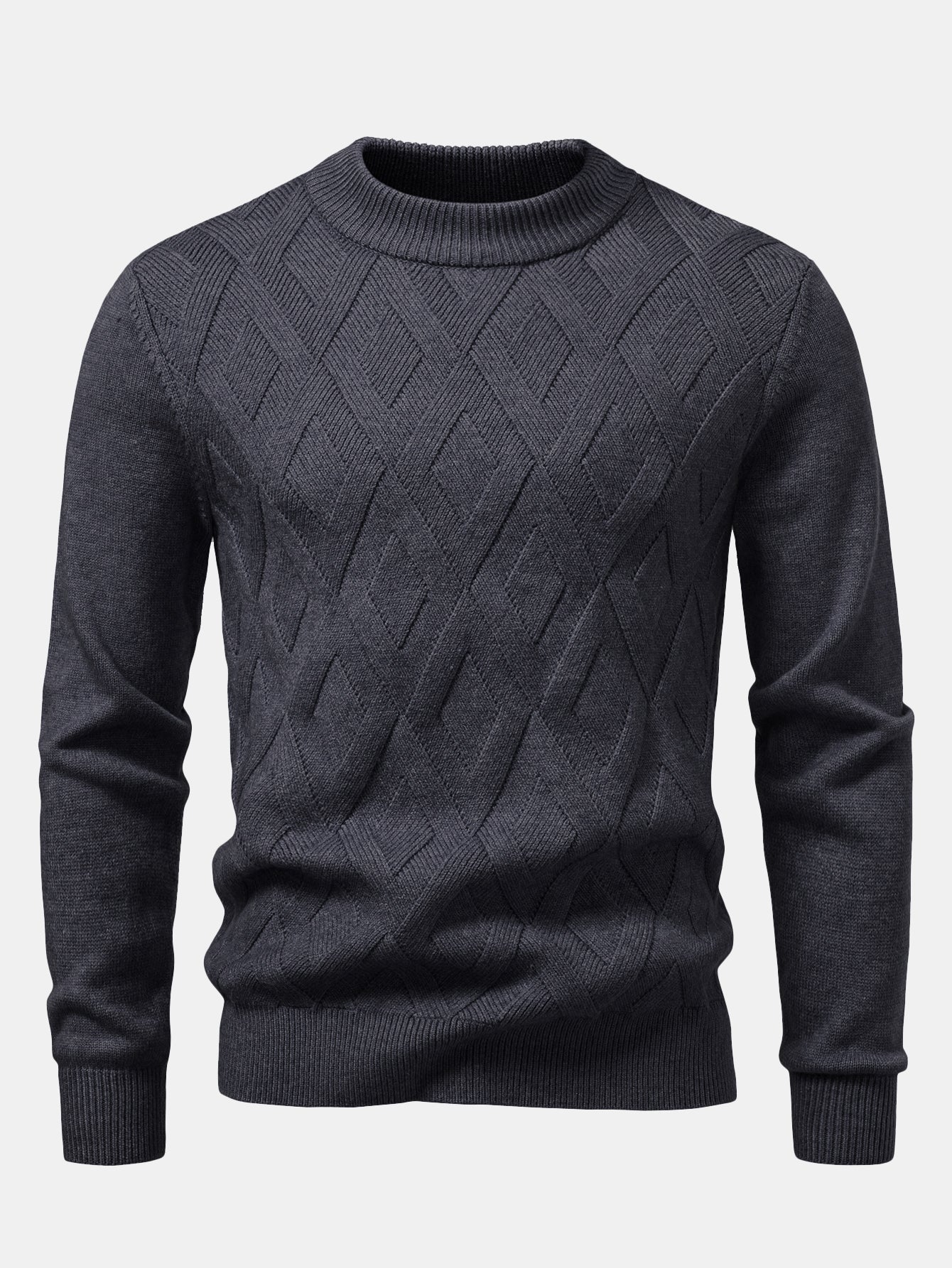Heavyweight Geometric Jacquard Mock Neck Sweater