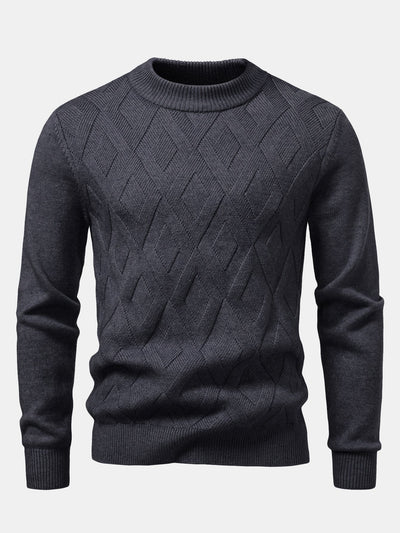 Heavyweight Geometric Jacquard Mock Neck Sweater
