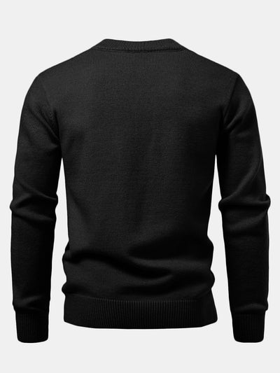 Heavyweight Geometric Jacquard V Neck Sweater