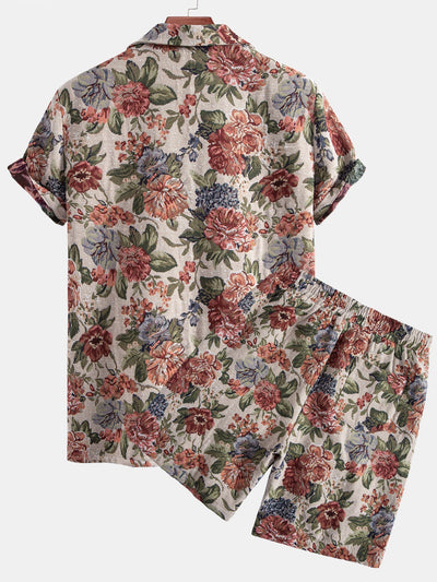 Floral Jacquard Cuban Shirt & Shorts