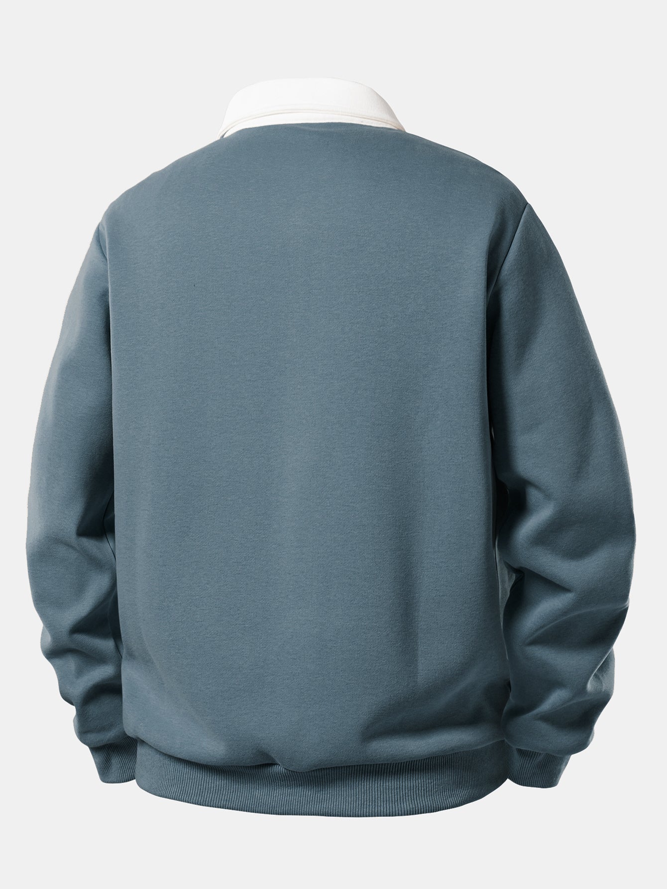 Contrast Polo Collar Sweatshirt