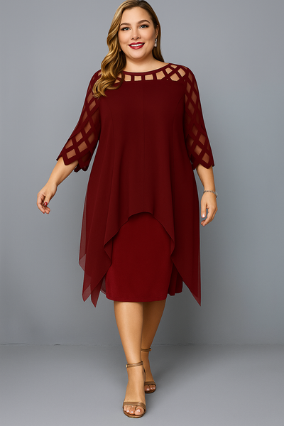Evelyn™ | Elegant Lace Sleeve Tummy Covering Dress