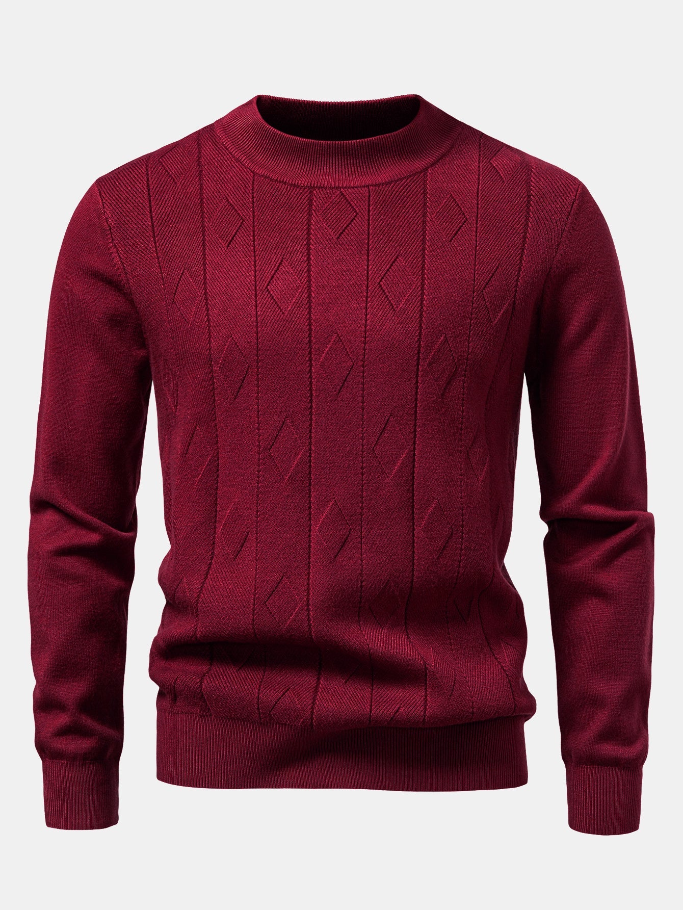Geometric Jacquard Mock Neck Sweater