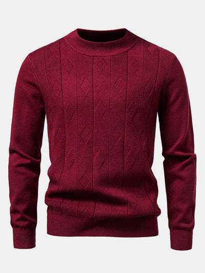 Geometric Jacquard Mock Neck Sweater