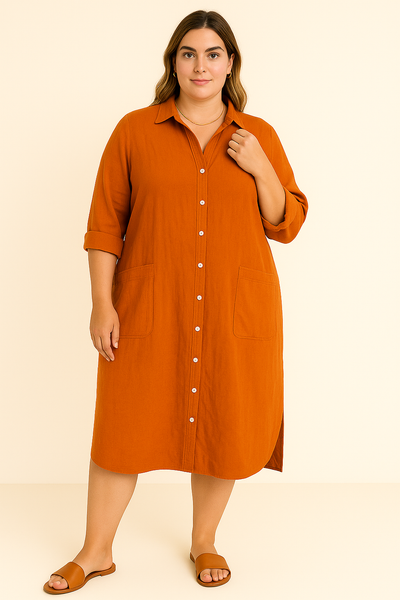 Charlotte™ | Cotton Tummy Covering Shirt Dress