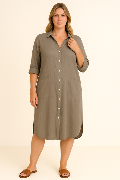 Charlotte™ | Cotton Tummy Covering Shirt Dress