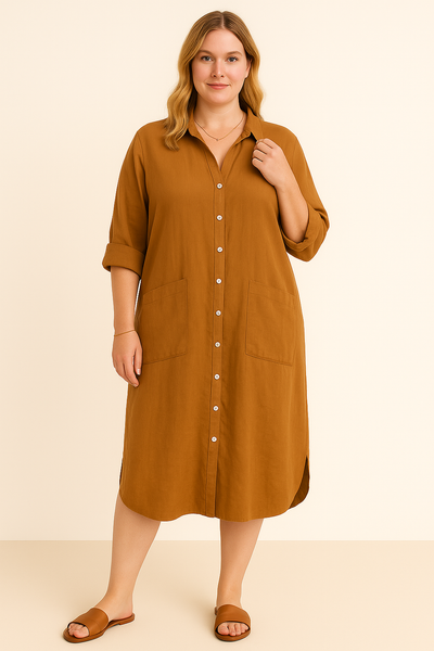 Charlotte™ | Cotton Tummy Covering Shirt Dress