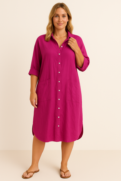 Charlotte™ | Cotton Tummy Covering Shirt Dress
