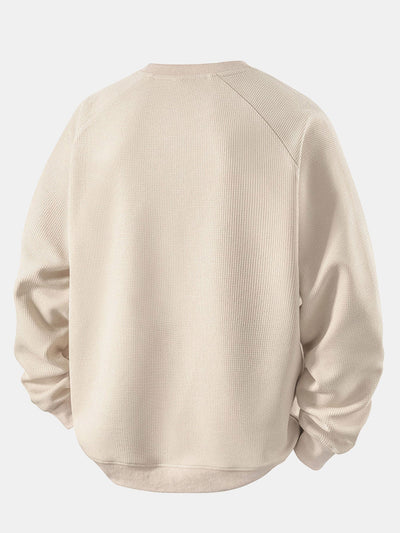 Relax Fit Waffle Crew Neck Sweatshirt