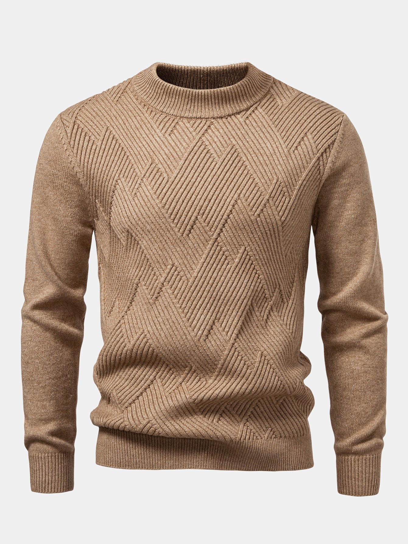 Heavyweight Stripe Mock Neck Knit Sweater