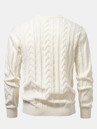 Heavyweight Twist Jacquard Crew Neck Sweater