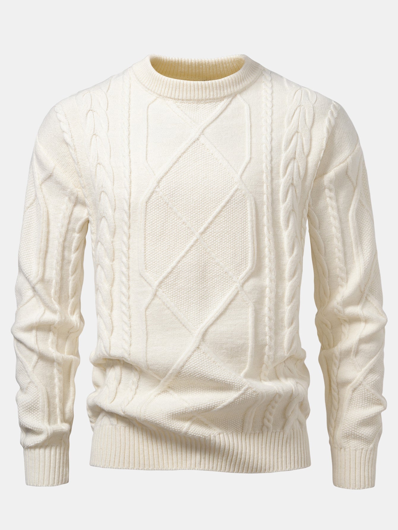 Heavyweight Twist Jacquard Crew Neck Sweater