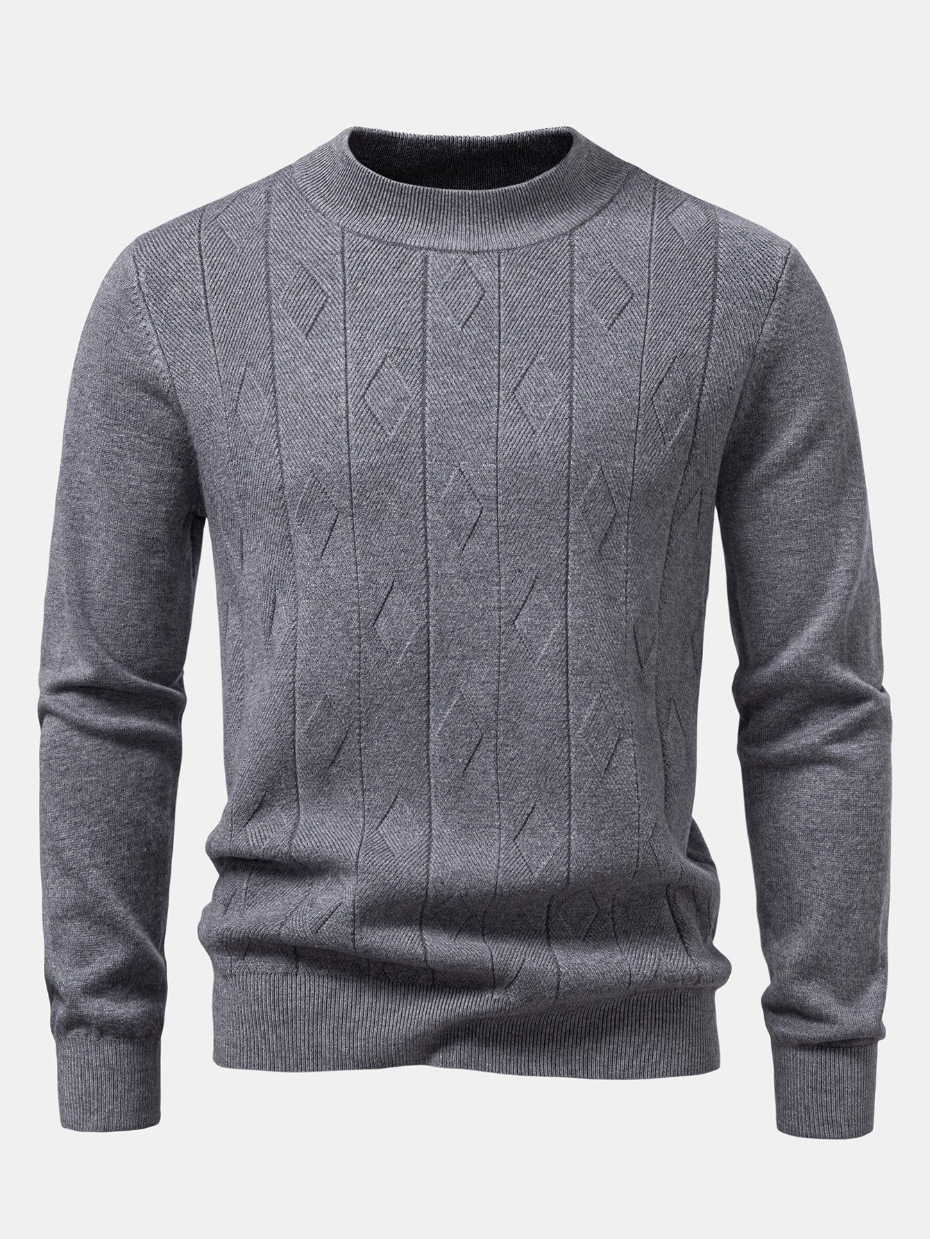 Geometric Jacquard Mock Neck Sweater