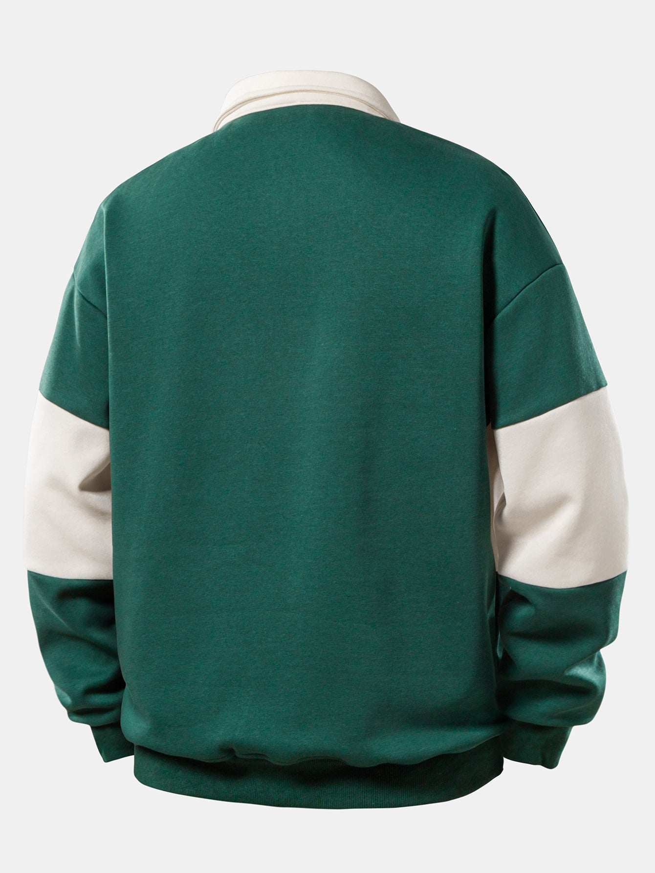 Relax Fit Los Angeles Print Color Block Polo Collar Sweatshirt