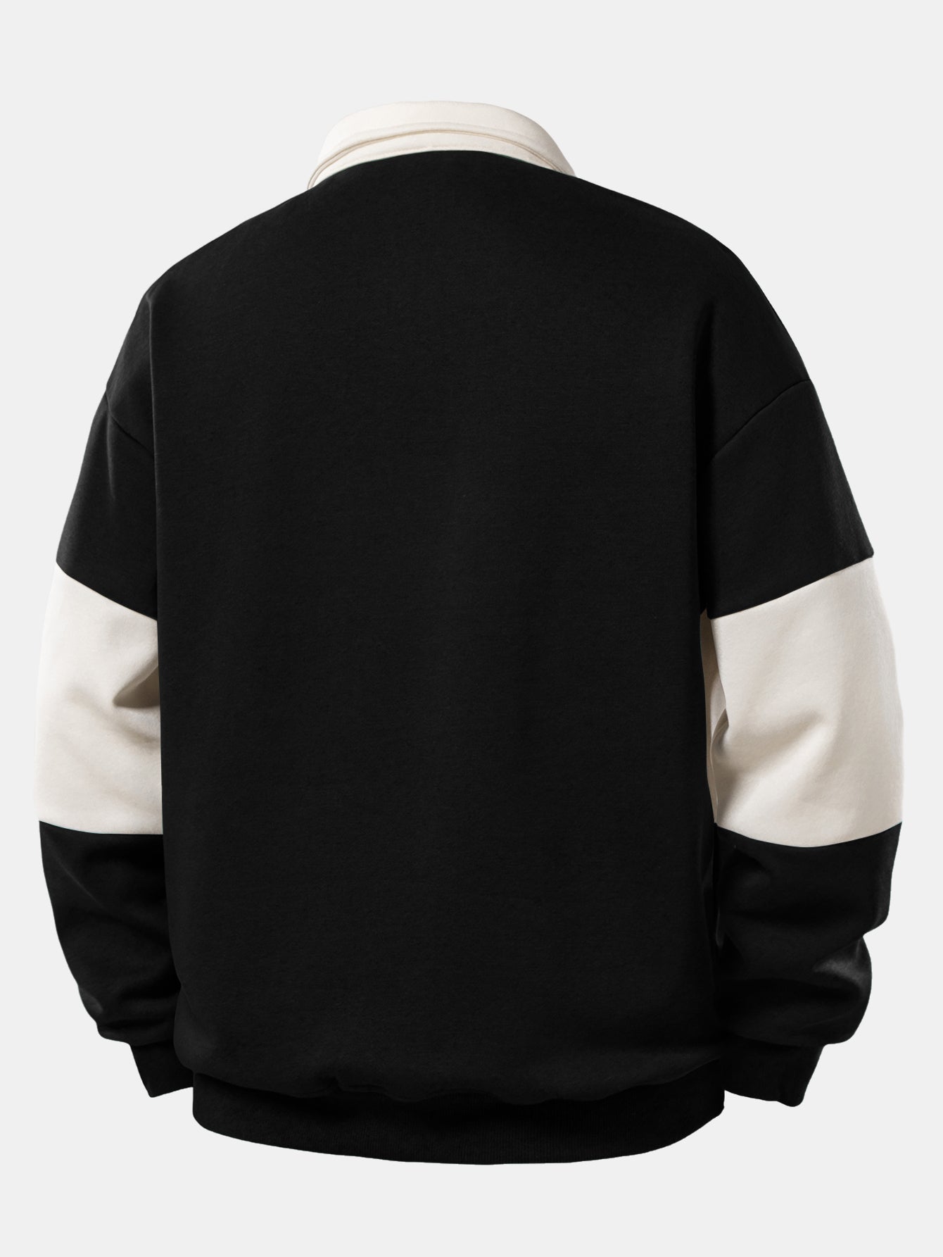 Relax Fit Los Angeles Print Color Block Polo Collar Sweatshirt