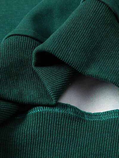 Relax Fit Los Angeles Print Color Block Polo Collar Sweatshirt