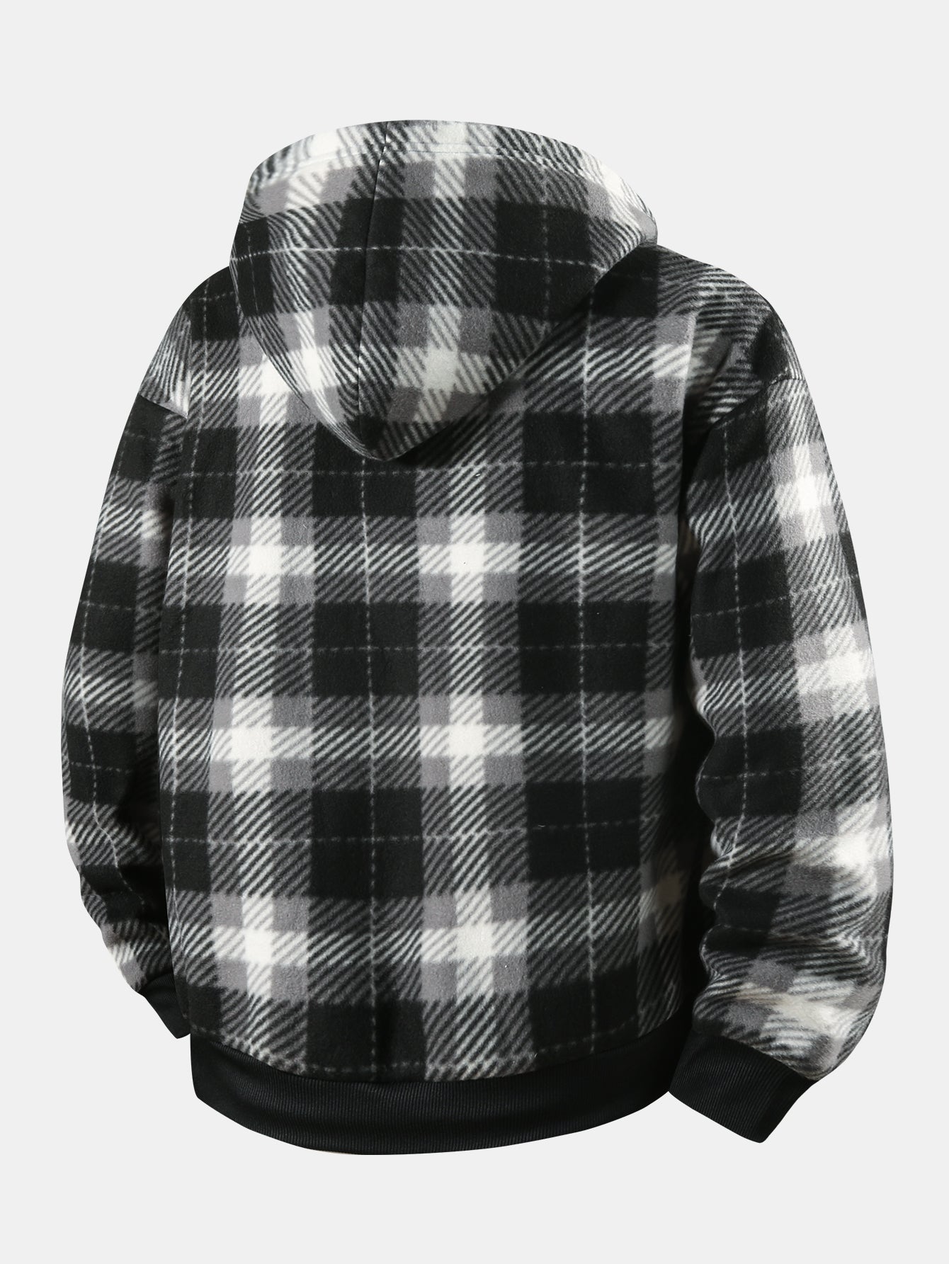 Teddy Lined Flannel Zip Hooded Coat