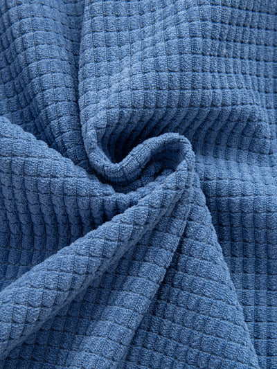 Long Sleeved Waffle Corduroy Contrast Hooded Shirt