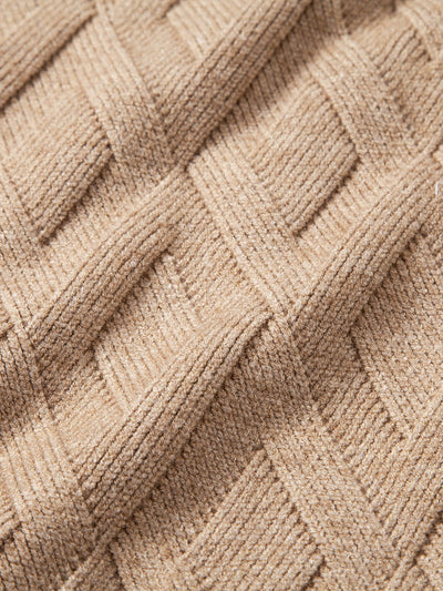 Heavyweight Geometric Jacquard Mock Neck Sweater