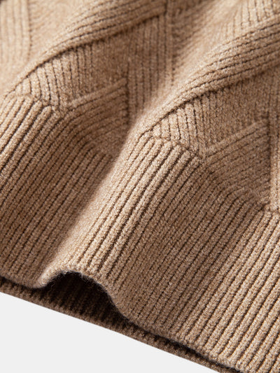 Heavyweight Geometric Jacquard Mock Neck Sweater