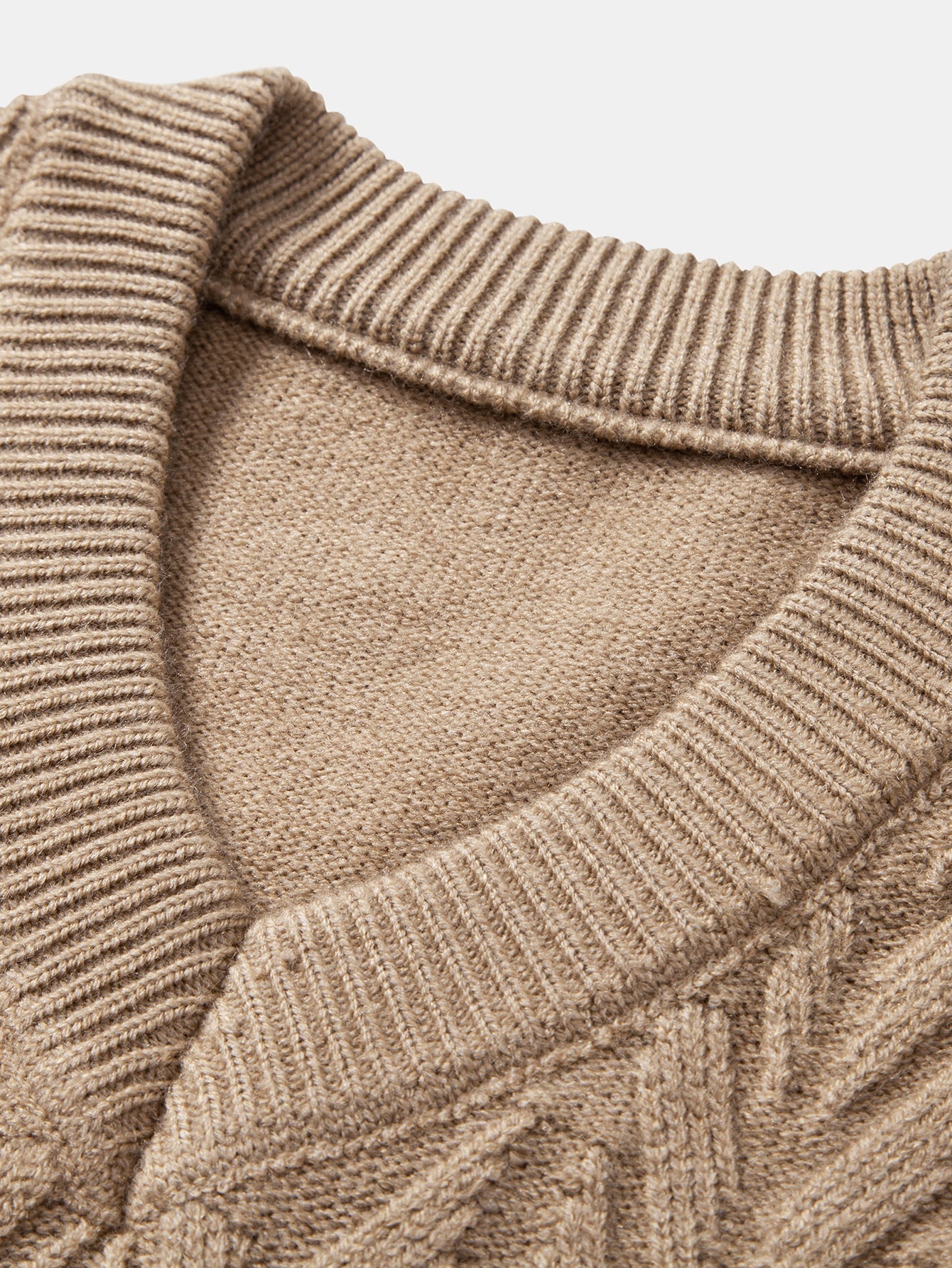 Heavyweight Geometric Jacquard V Neck Sweater