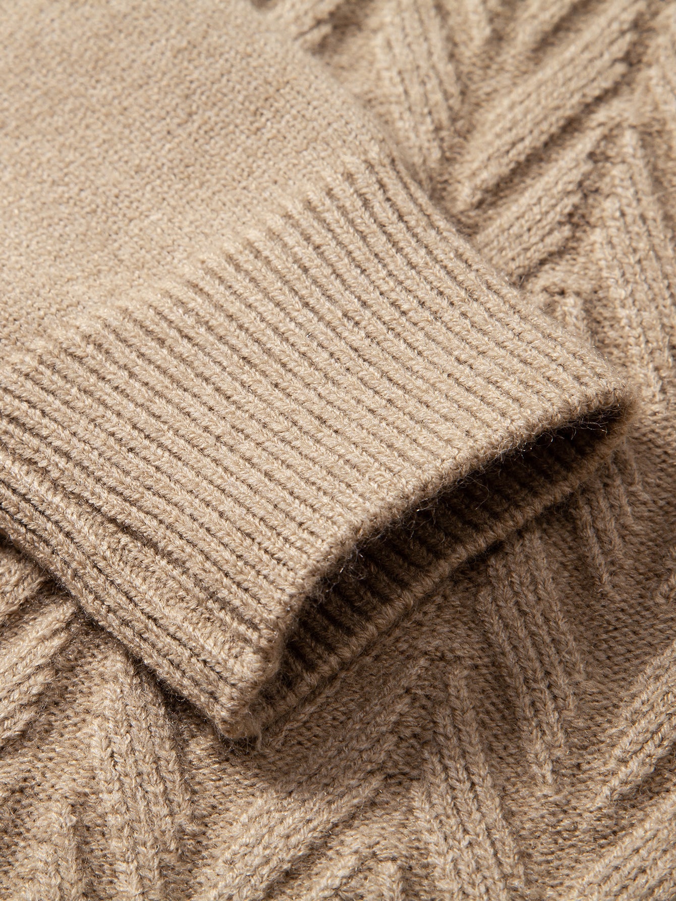 Heavyweight Geometric Jacquard V Neck Sweater