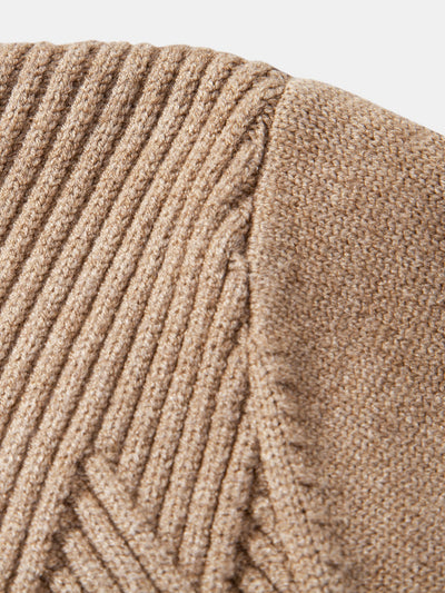 Heavyweight Stripe Mock Neck Knit Sweater