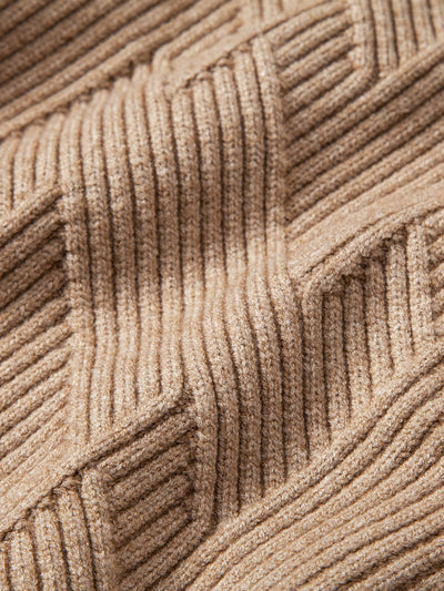 Heavyweight Stripe Mock Neck Knit Sweater