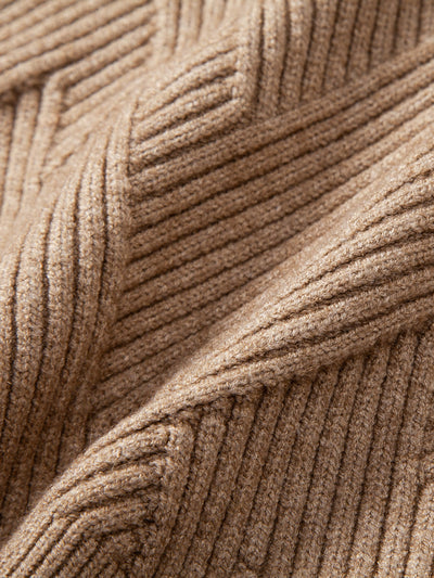 Heavyweight Stripe Mock Neck Knit Sweater