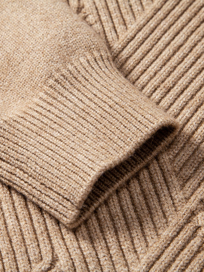 Heavyweight Stripe Mock Neck Knit Sweater