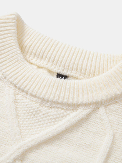 Heavyweight Twist Jacquard Crew Neck Sweater