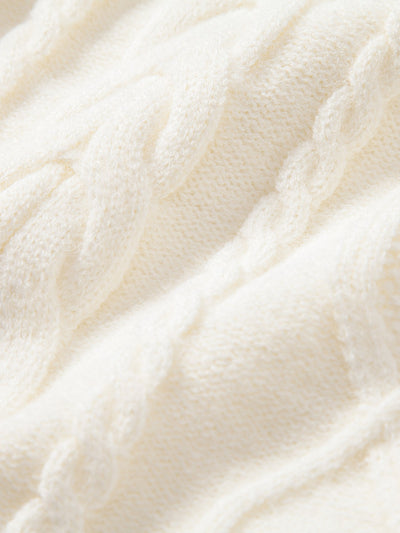 Heavyweight Twist Jacquard Crew Neck Sweater