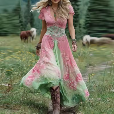 Celestine | Tailored and Flowing Floral Dress