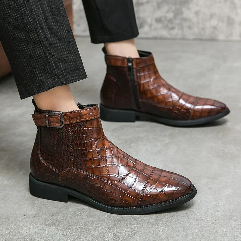 Dylan | Synthetic Leather Ankle Boots with Buckle