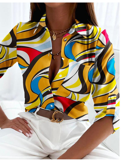 Sibylle | Fashionable Blouse with Long Sleeves and Button Placket