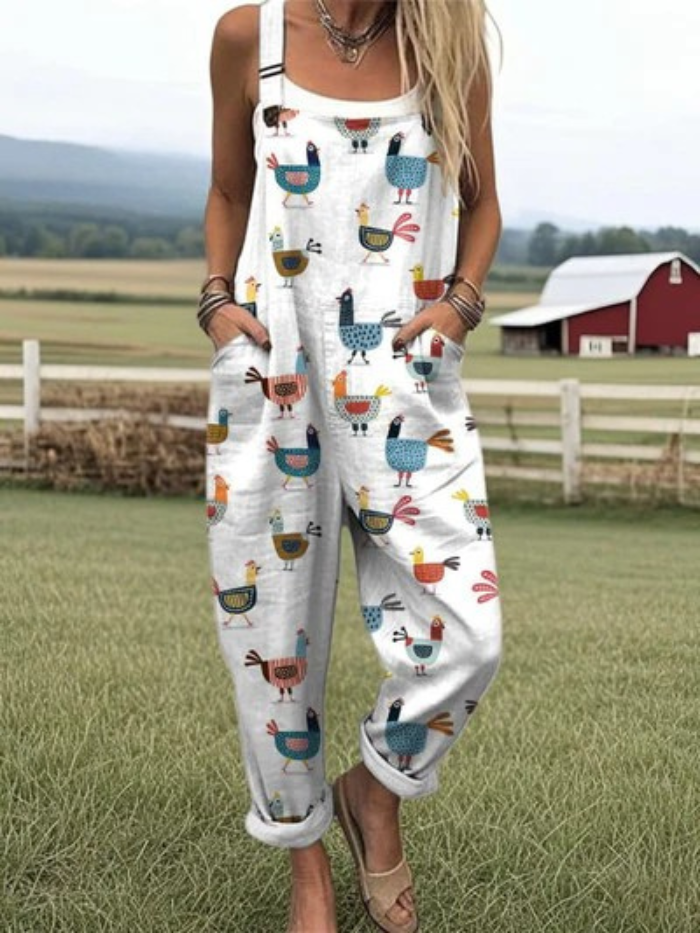 Tilda | Printed Chicken Overalls