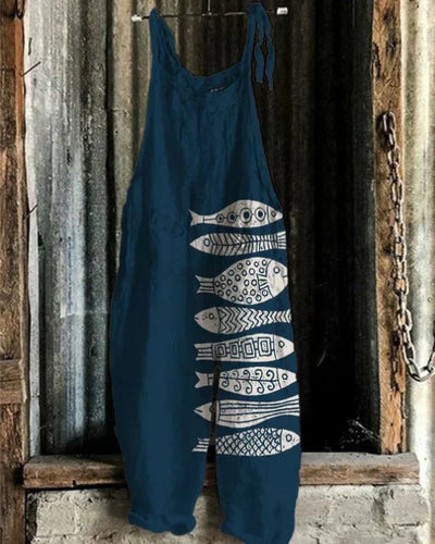 Marini™ | Fish Print Jumpsuit in Japanese Art Style