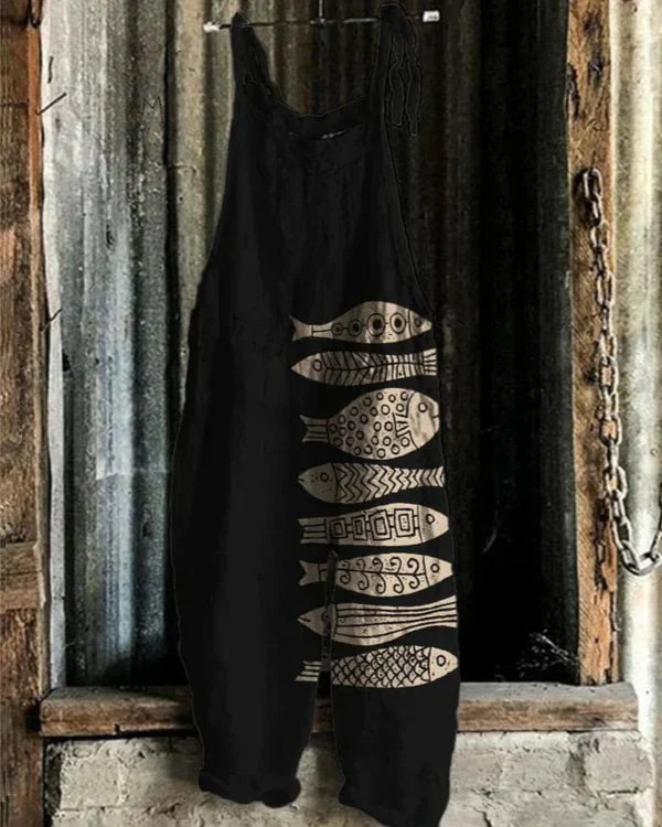 Marini™ | Fish Print Jumpsuit in Japanese Art Style