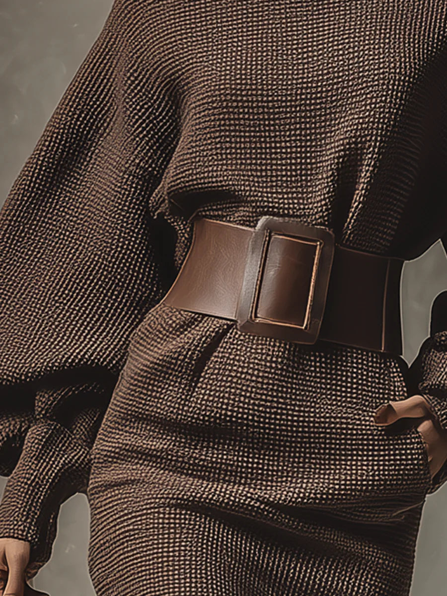 CLÉA | Short knitted dress with structured belt