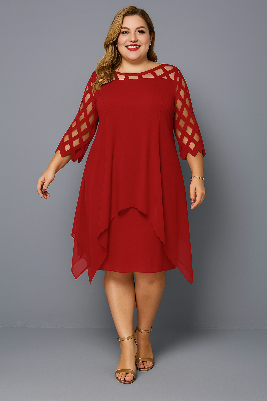 Evelyn™ | Elegant Lace Sleeve Tummy Covering Dress