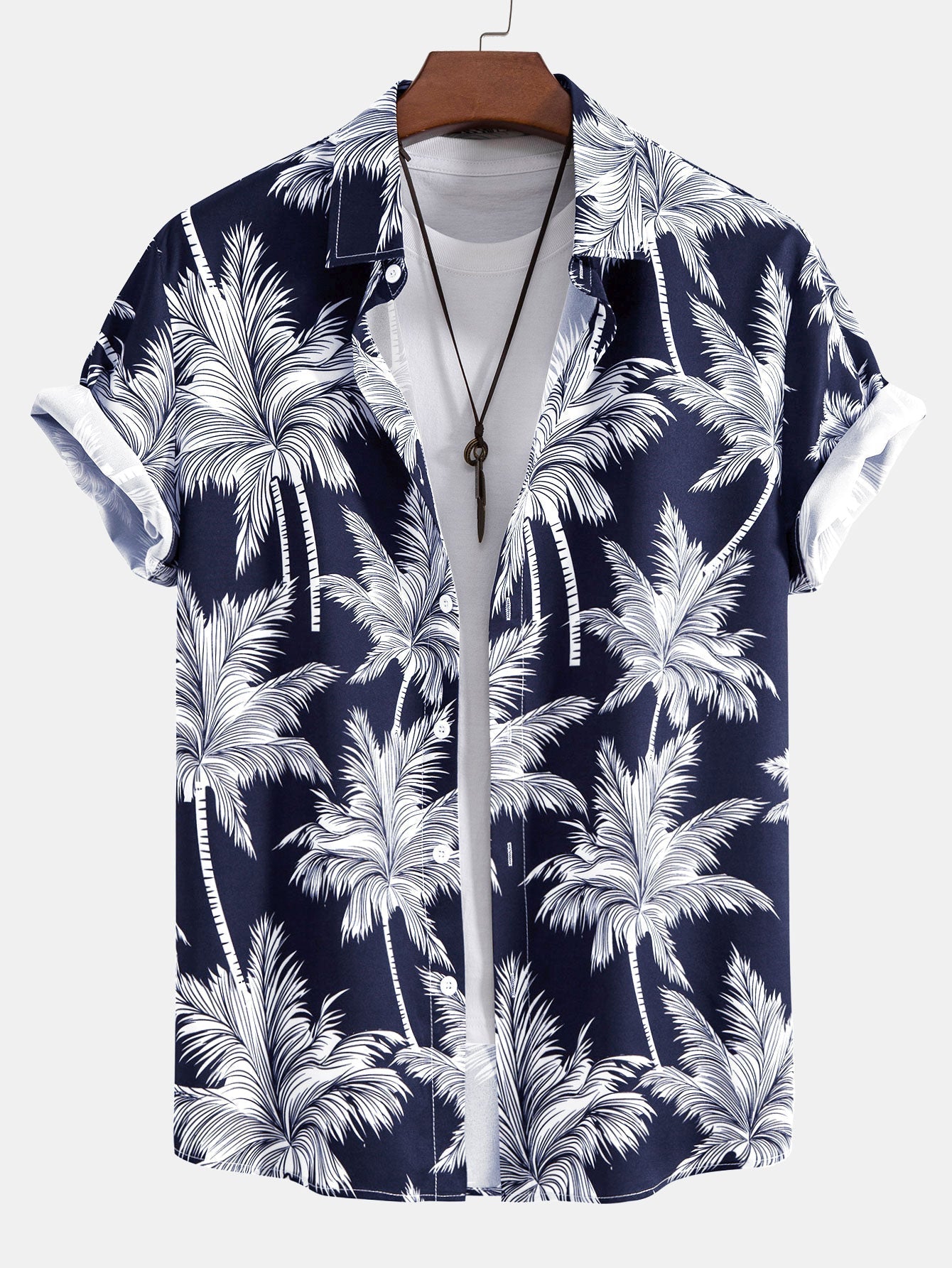 Palm Tree Print Button Up Shirt & Swim Shorts