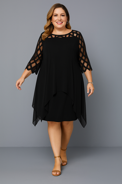 Evelyn™ | Elegant Lace Sleeve Tummy Covering Dress