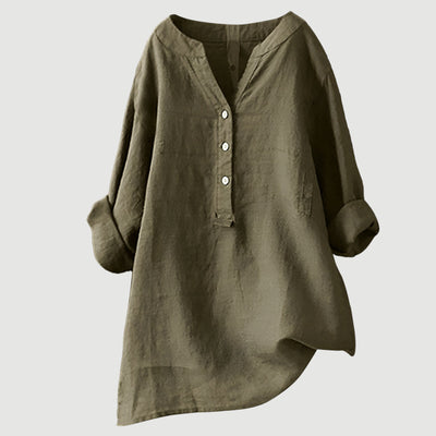 Amelia | Airy linen blouse with button details
