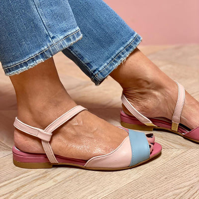 Ellela™ | Asymmetric Pink Sandals with Color Blocks