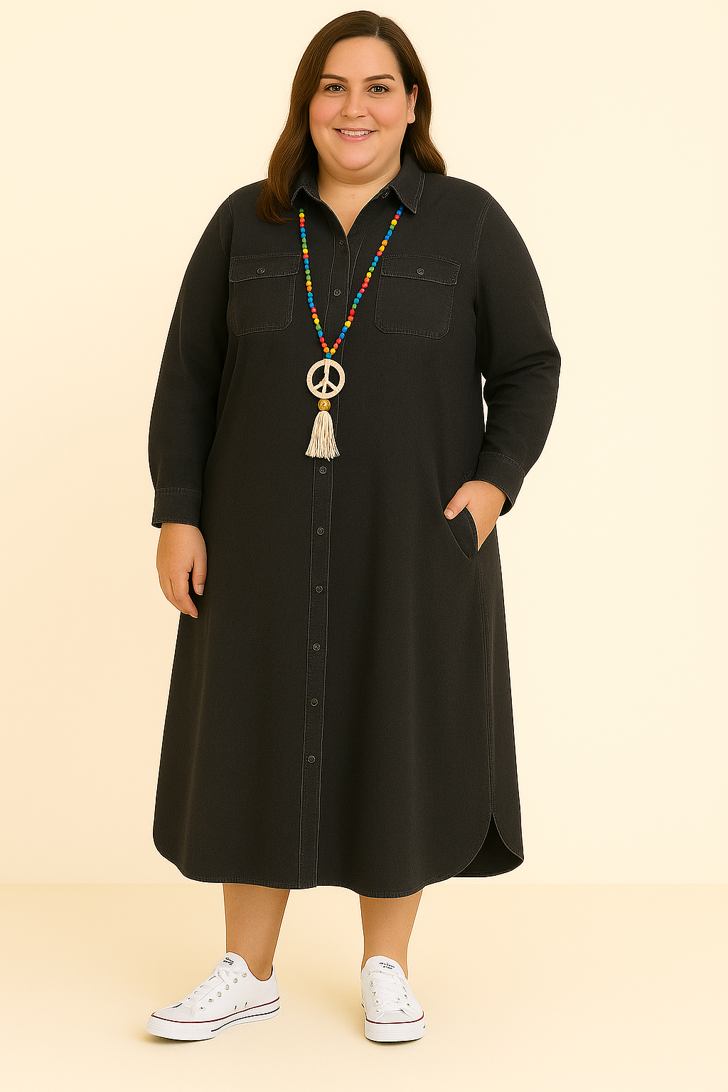 Amelia™ | Denim Style Tummy Covering Dress