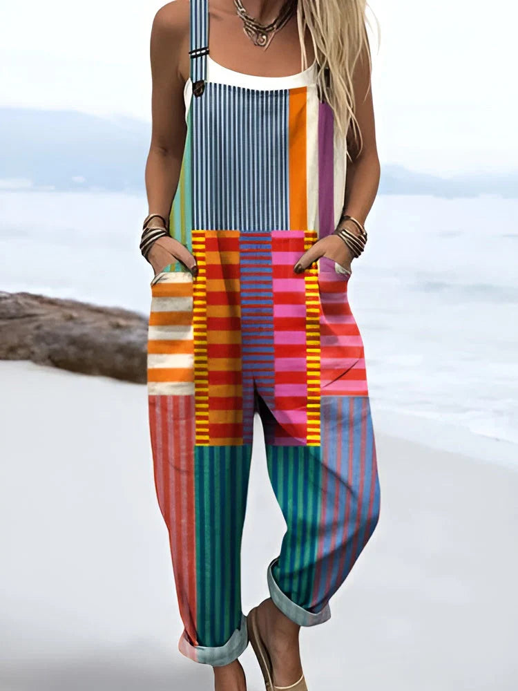 Clémence | Striped Patchwork Overalls