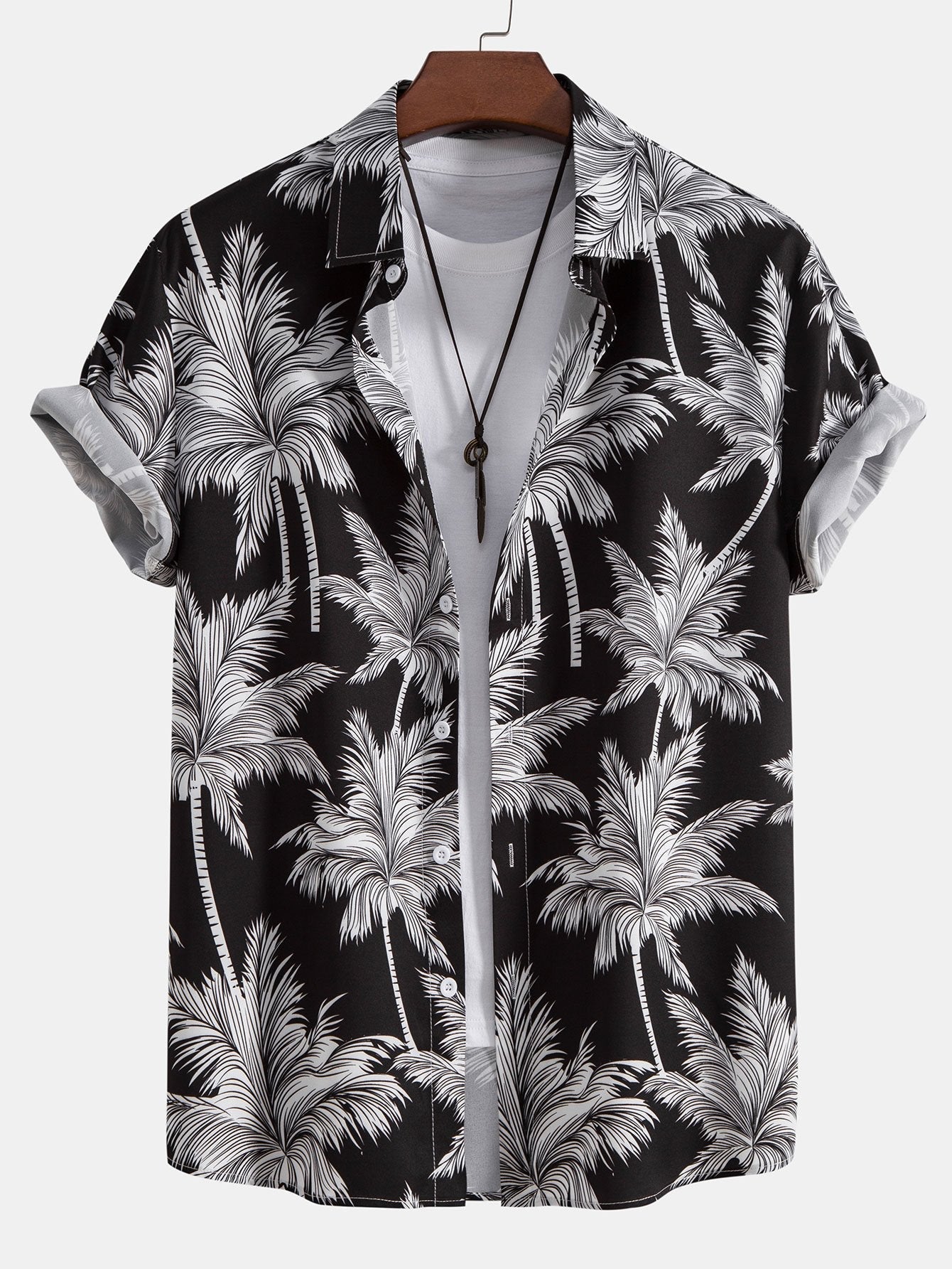 Palm Tree Print Button Up Shirt & Swim Shorts