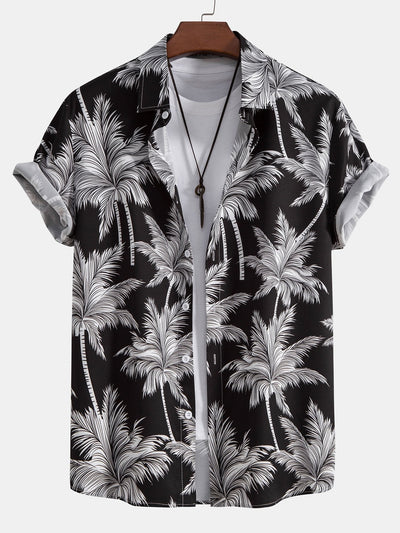 Palm Tree Print Button Up Shirt & Swim Shorts